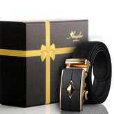 Men's Smart Ratchet No Holes Automatic Buckle Belt in Gold & Black Color - Amedeo Exclusive